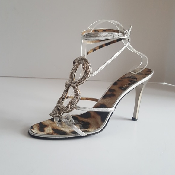 Roberto Cavalli Shoes - Roberto Cavalli silver sandals snake&heart size 41
